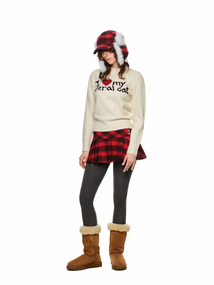 Letter Heart Jacquard Sweater
