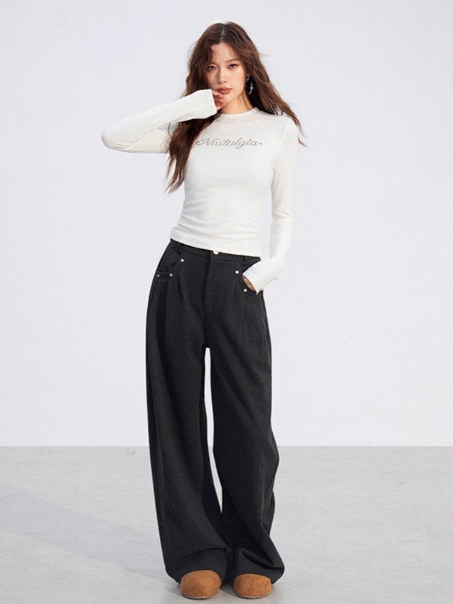 Rhinestone Fleece Knit Top