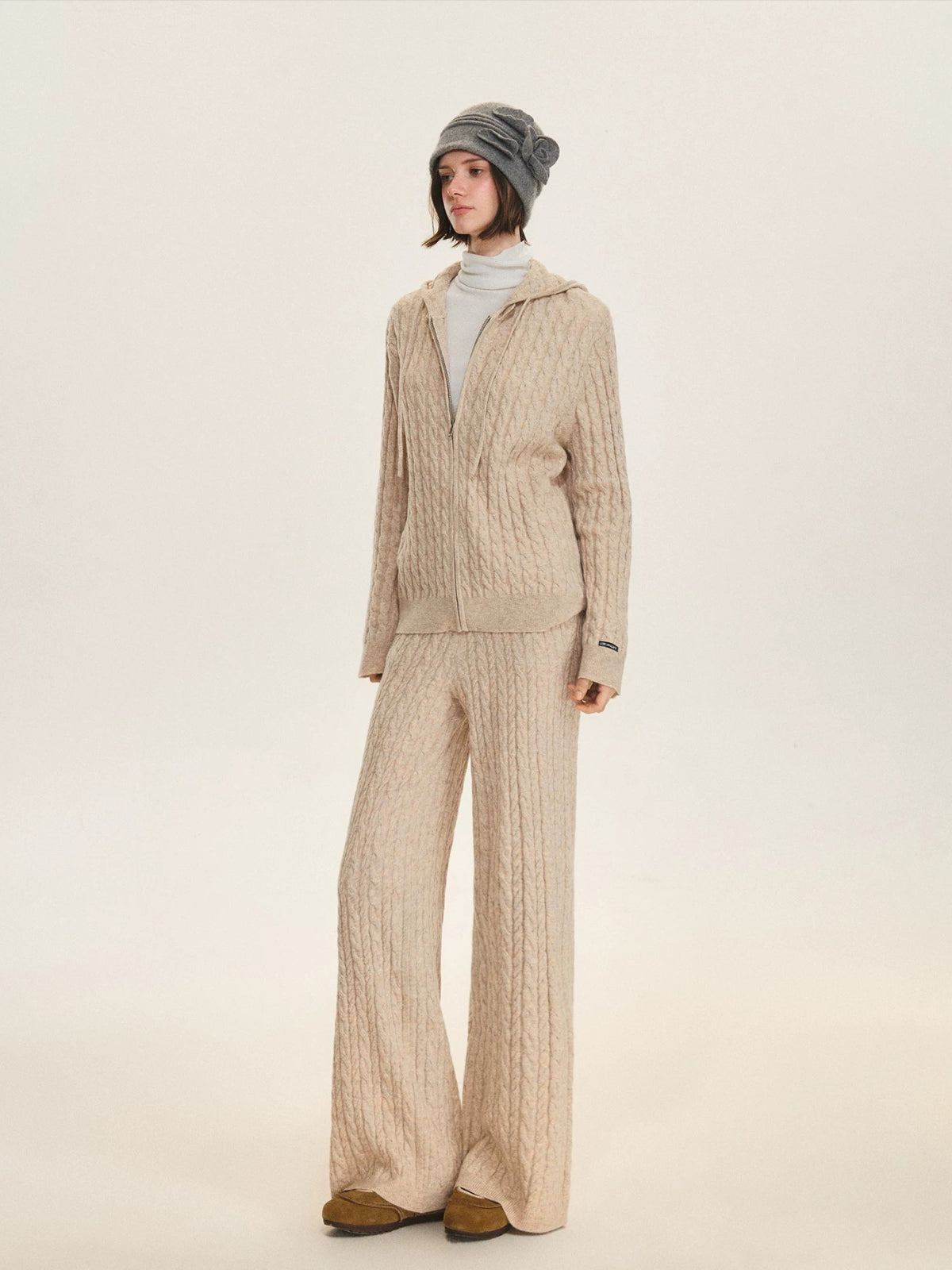 Hooded Cable Knit & Pants Set