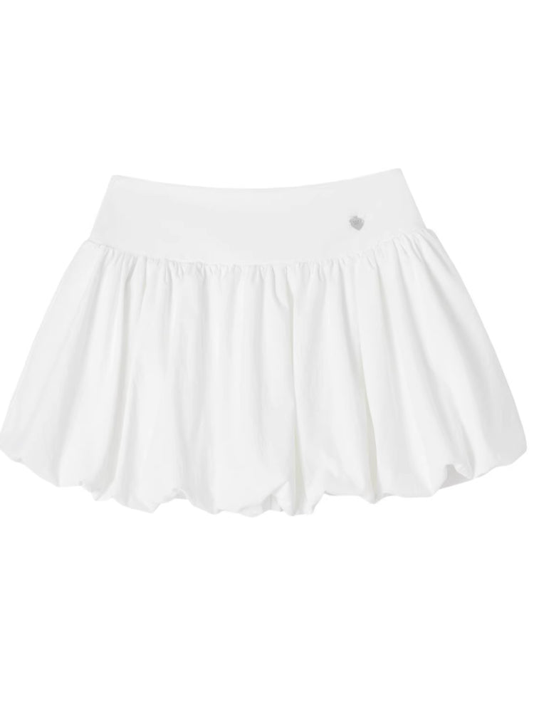 White Ballet-style Puff Midi Skirt