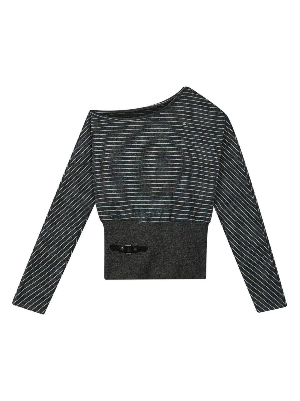 Striped Asymmetric Neck Layered T-Shirt