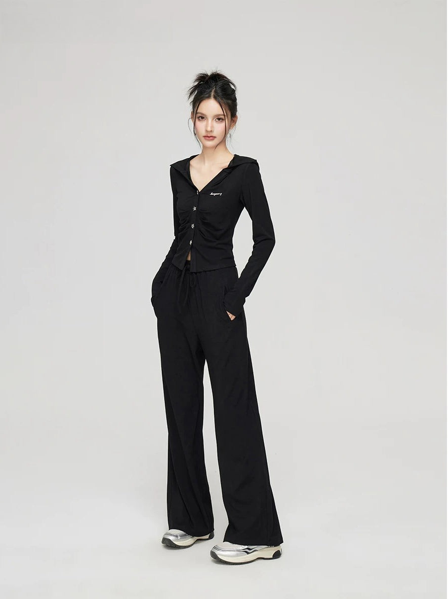 Pleated Knit Cropped Top & Pants Set