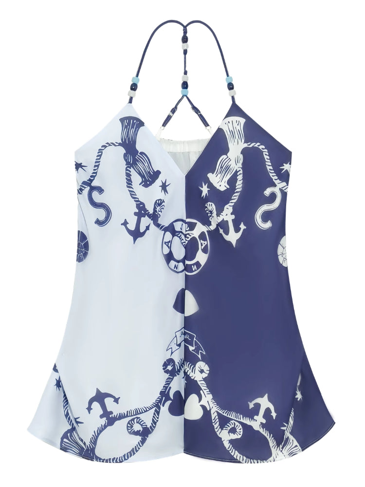 V-Neck Contrast Bead Camisole Tank Top