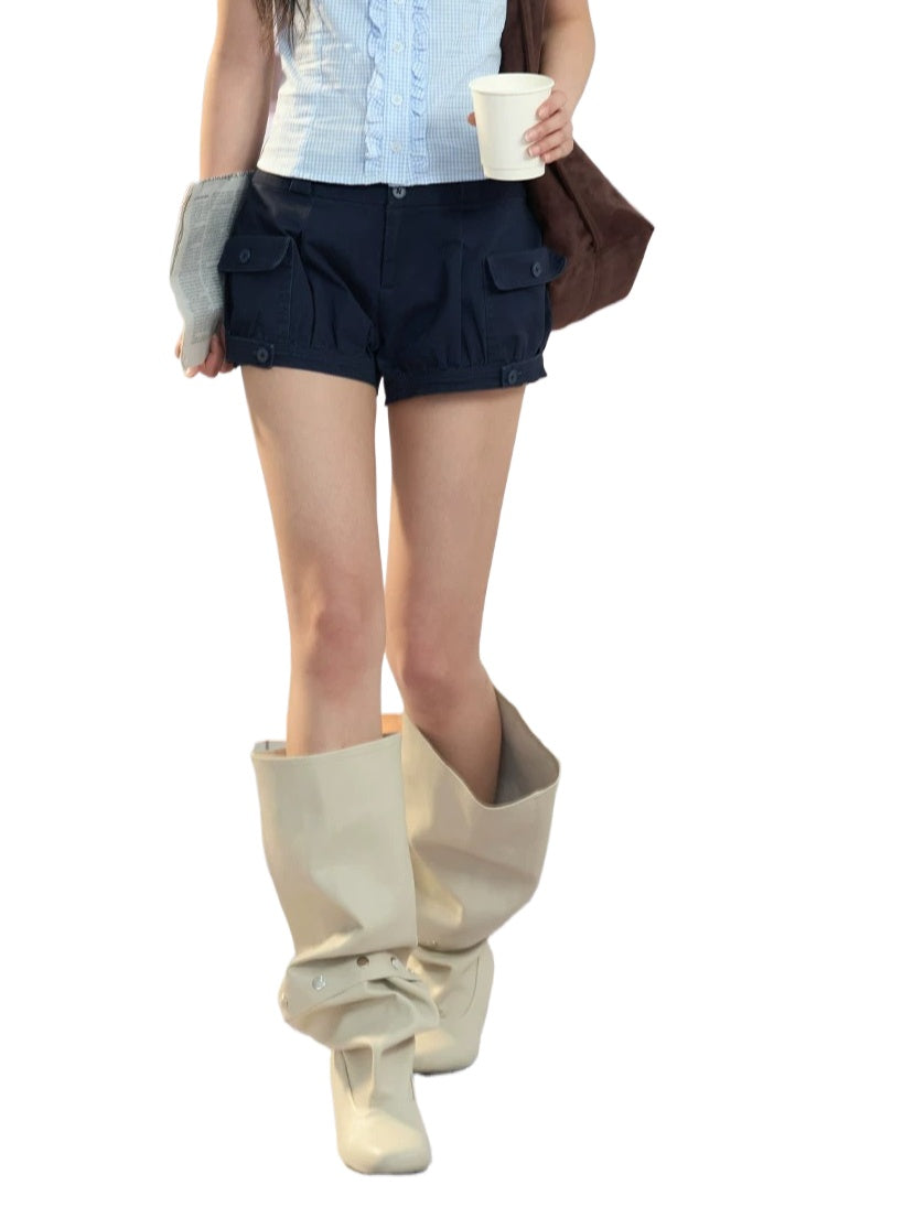 High Waist Cargo Shorts
