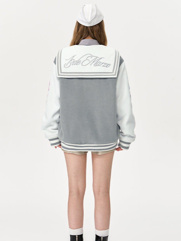 Blue & Gray Mermaid Baseball Jacket