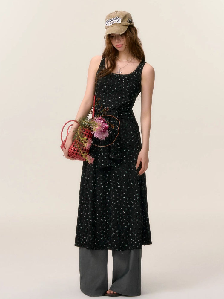 Dropped Shoulder Floral Knit Dress & Cardigan Set