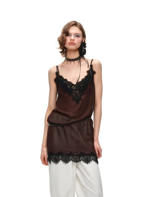 Layered Lace Chiffon Dress