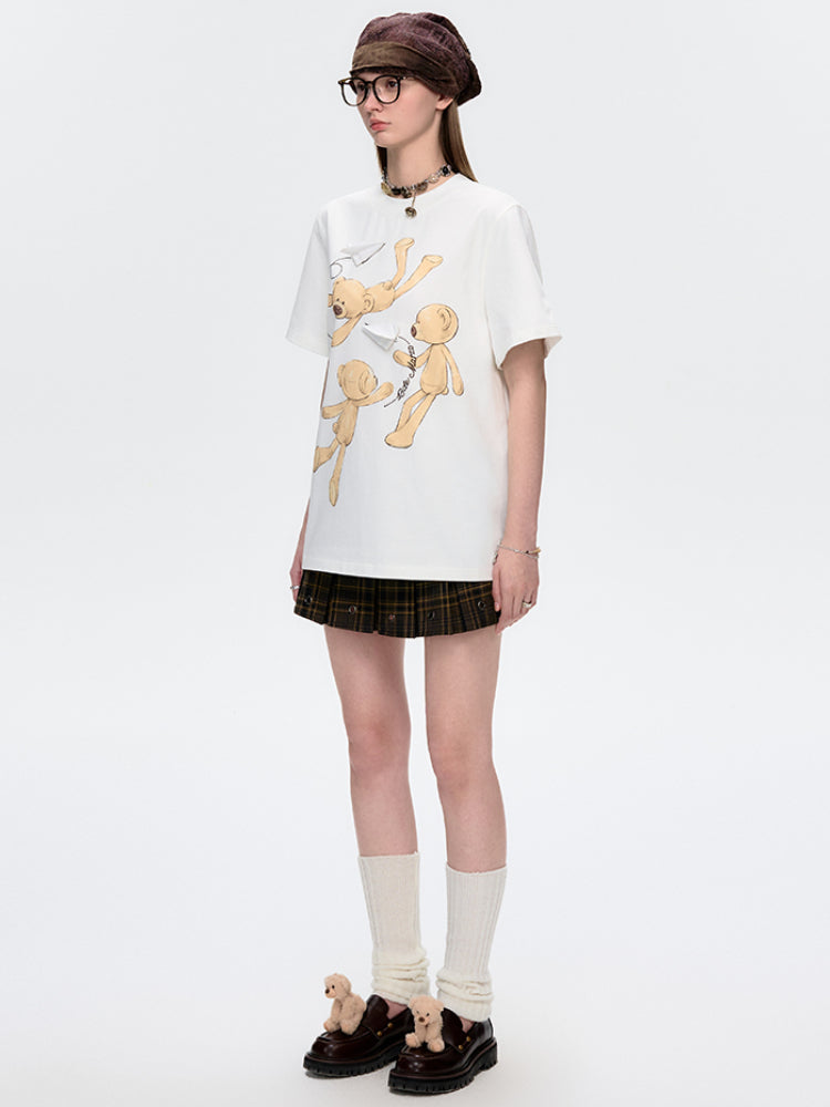 Paper Plane Bear Cotton Short-Sleeve T-Shirt