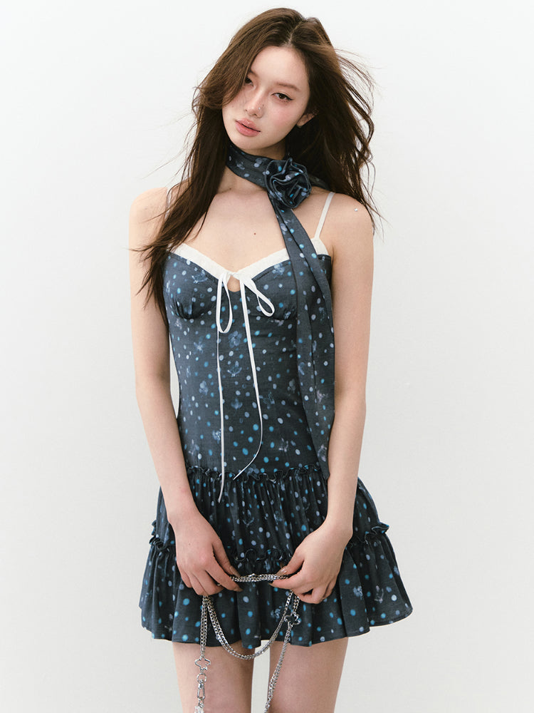 Fake Two-piece Plaid Spliced Cami Dress