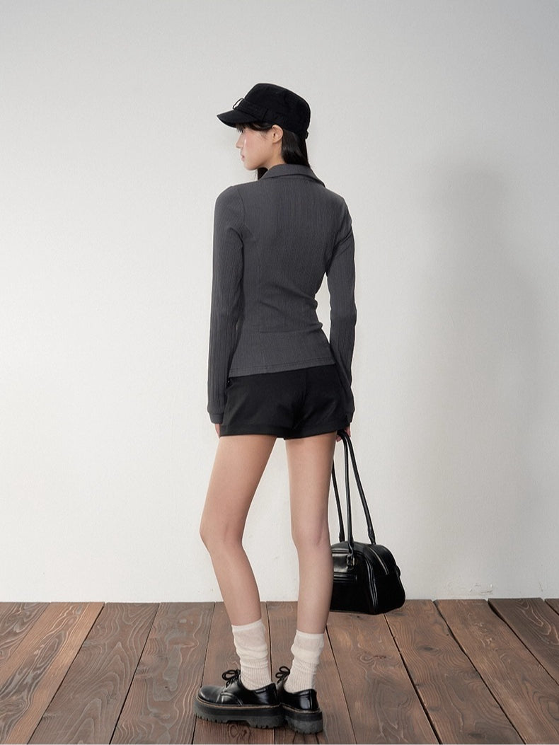 Striped Fitted Cinched-waist Shirt