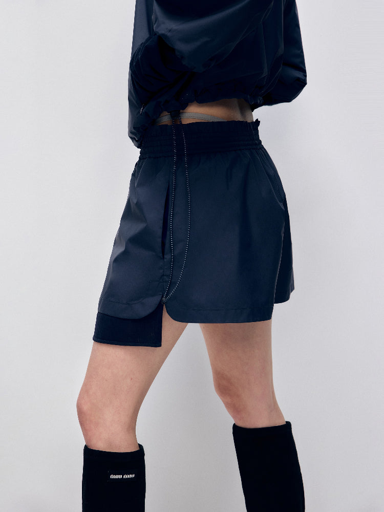 Color Block Outdoor Sports Jacket & Shorts Set