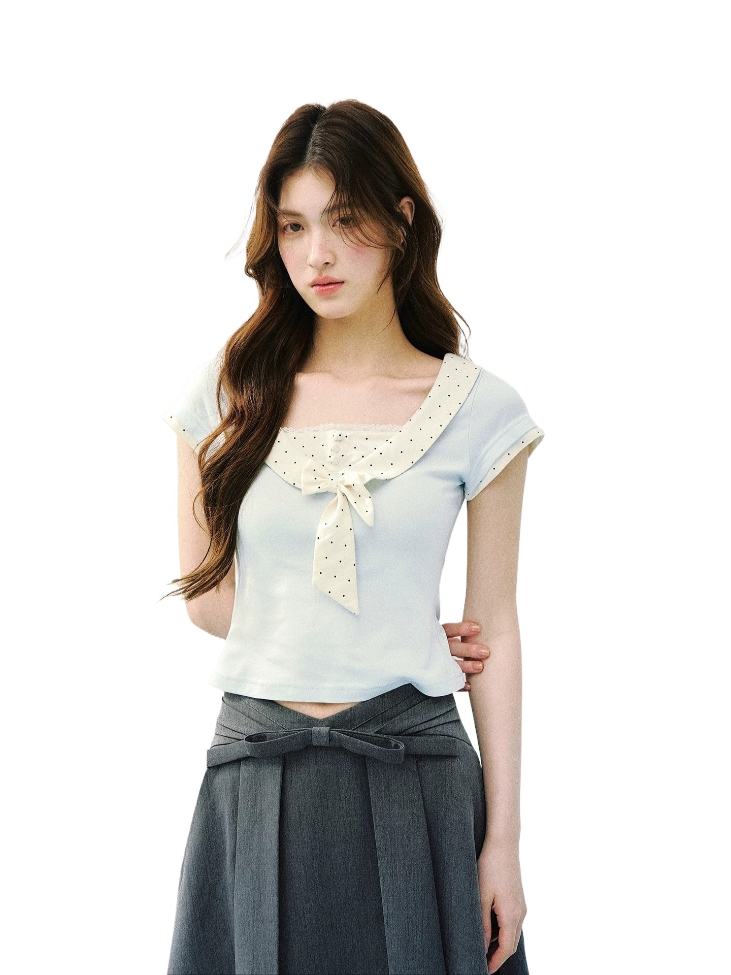 Green & Blue Bowtie Ruffle Tee