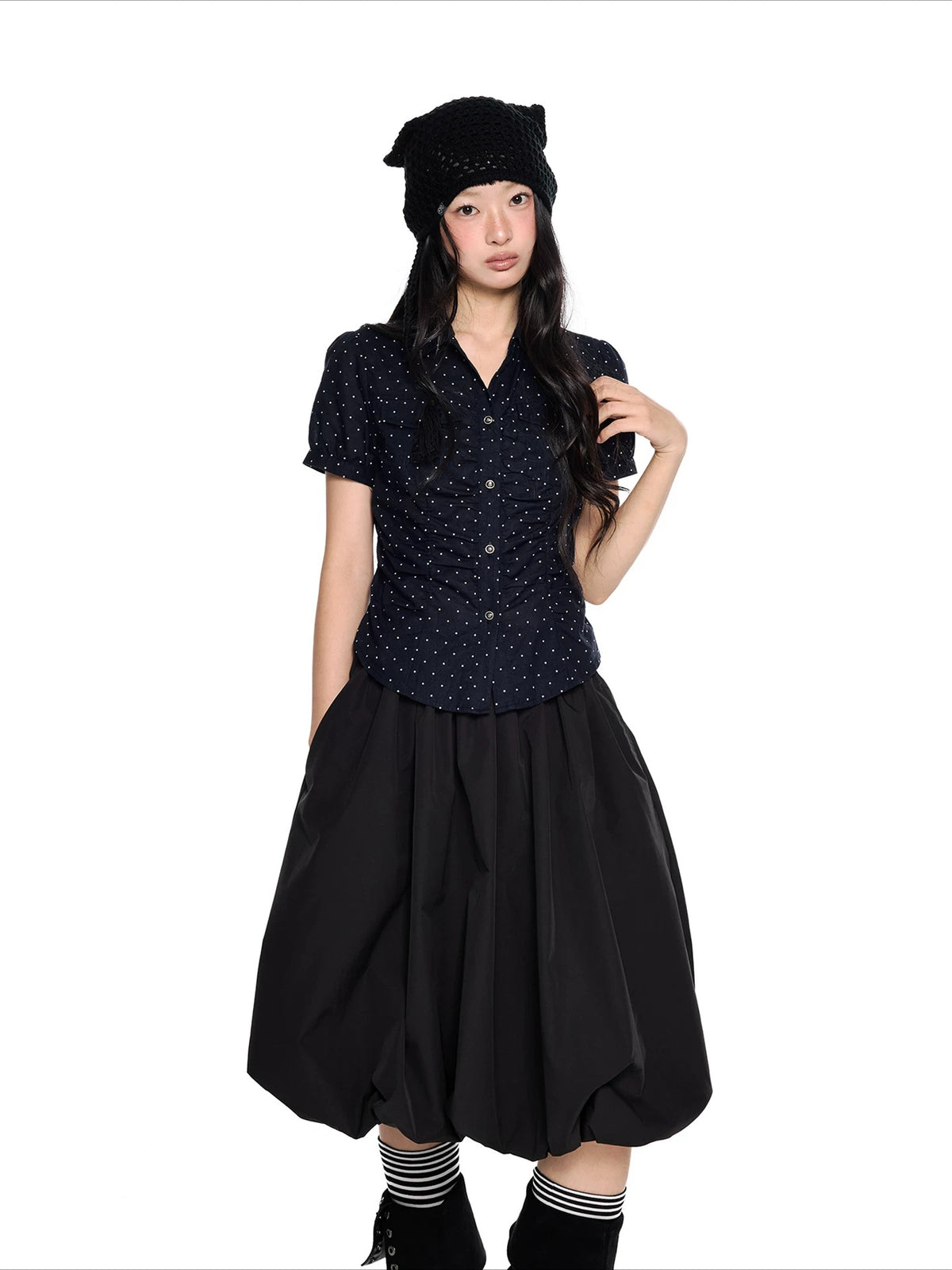 Ruched Puff Sleeve Shirt
