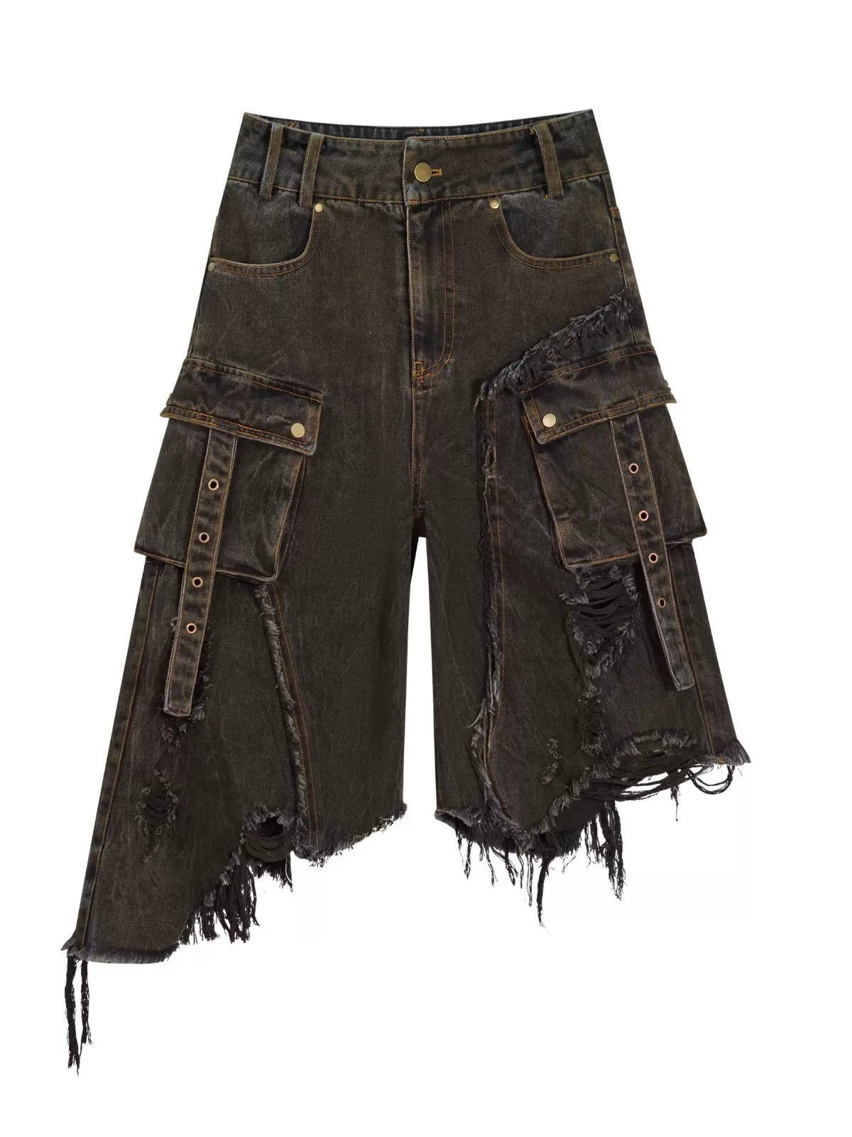 Washed Distressed Denim Shorts