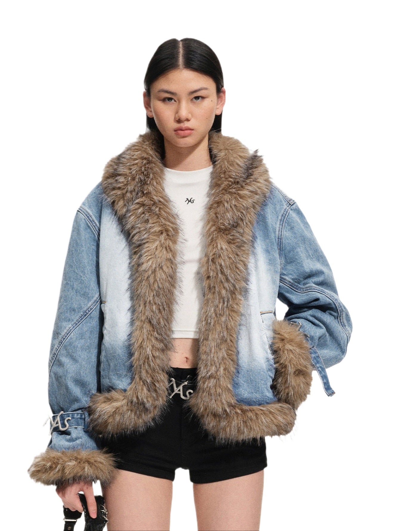 Inuit Fur Collar Denim Jacket