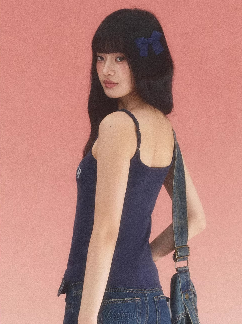 Navy Blue Letter Print Camisole