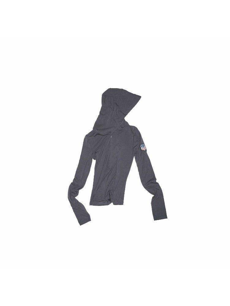 Hooded Zip Slim Long-Sleeve T-shirt