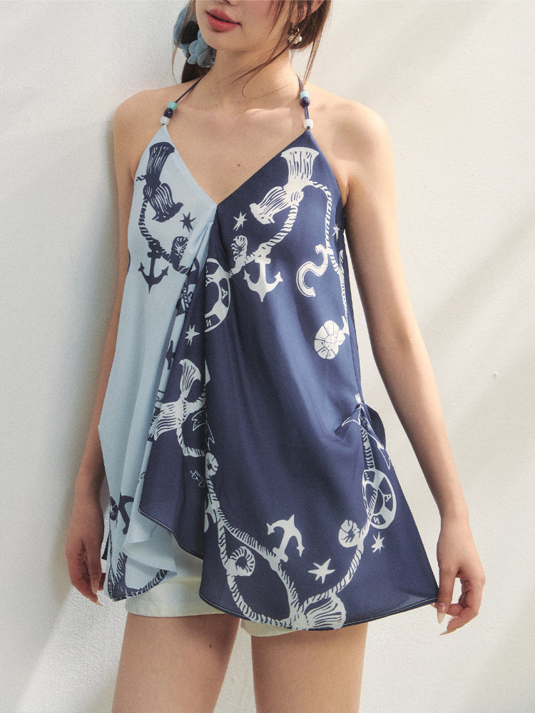 V-Neck Contrast Bead Camisole Tank Top