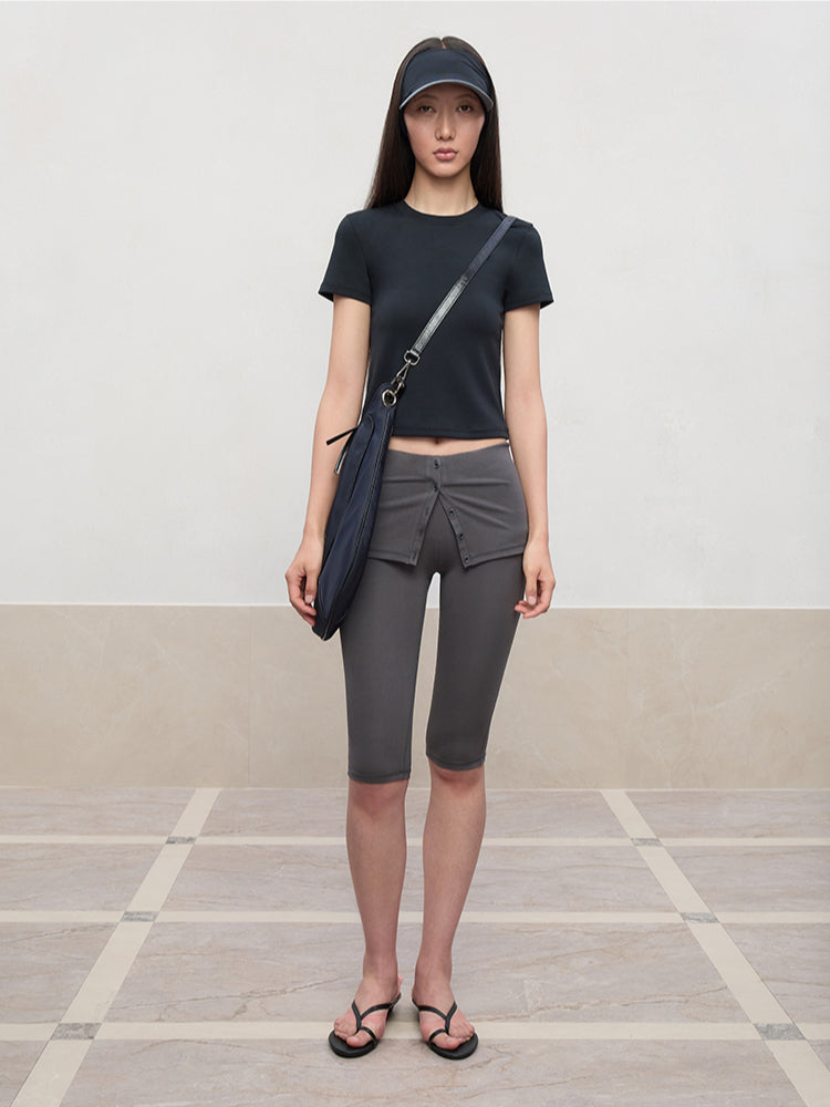 Regular-Shoulder Round Neck Short-Sleeve T-Shirt