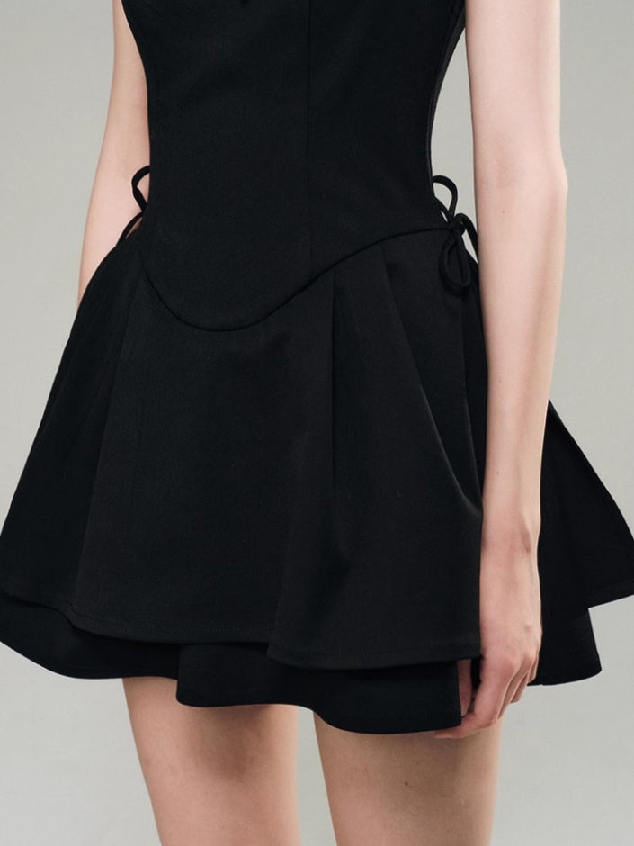 Velvet Lace Waist Straps Dress