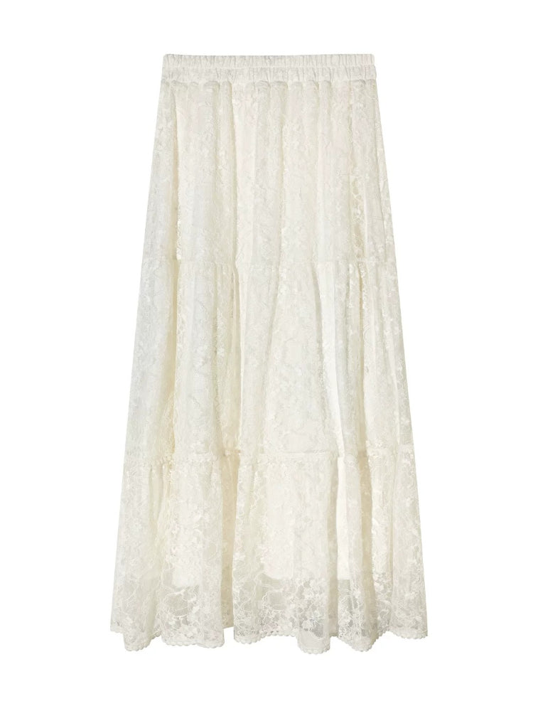 Lace Tiered Maxi Skirt