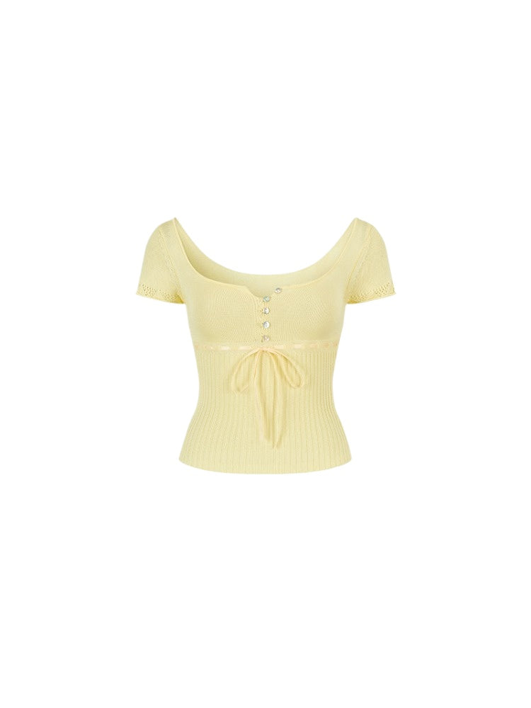 Bowknot Lyocell Knit T-shirt