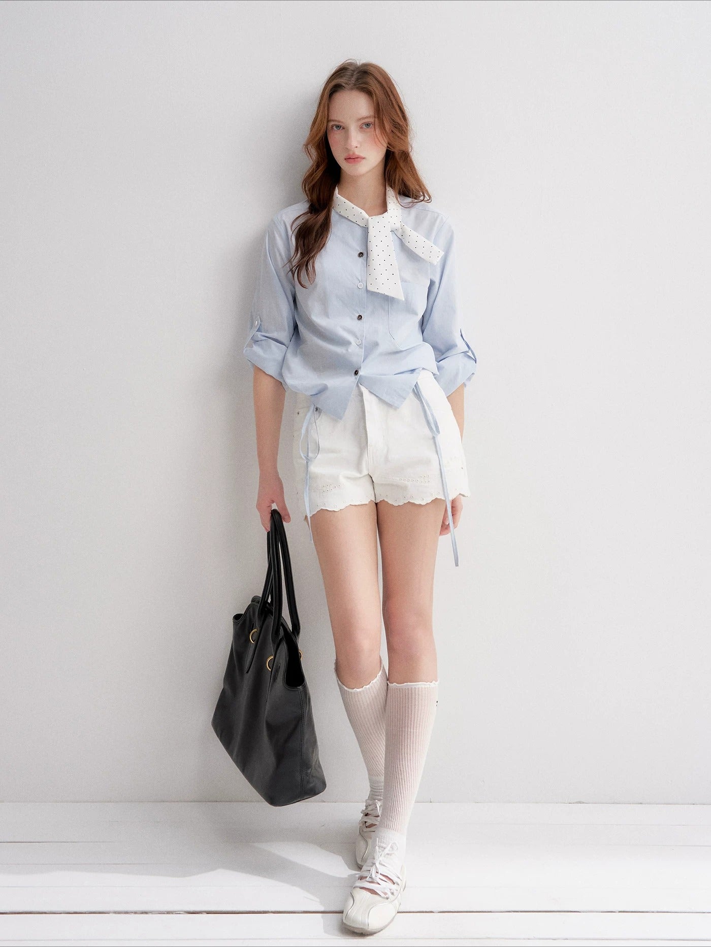 Embroidered Lace Denim Shorts
