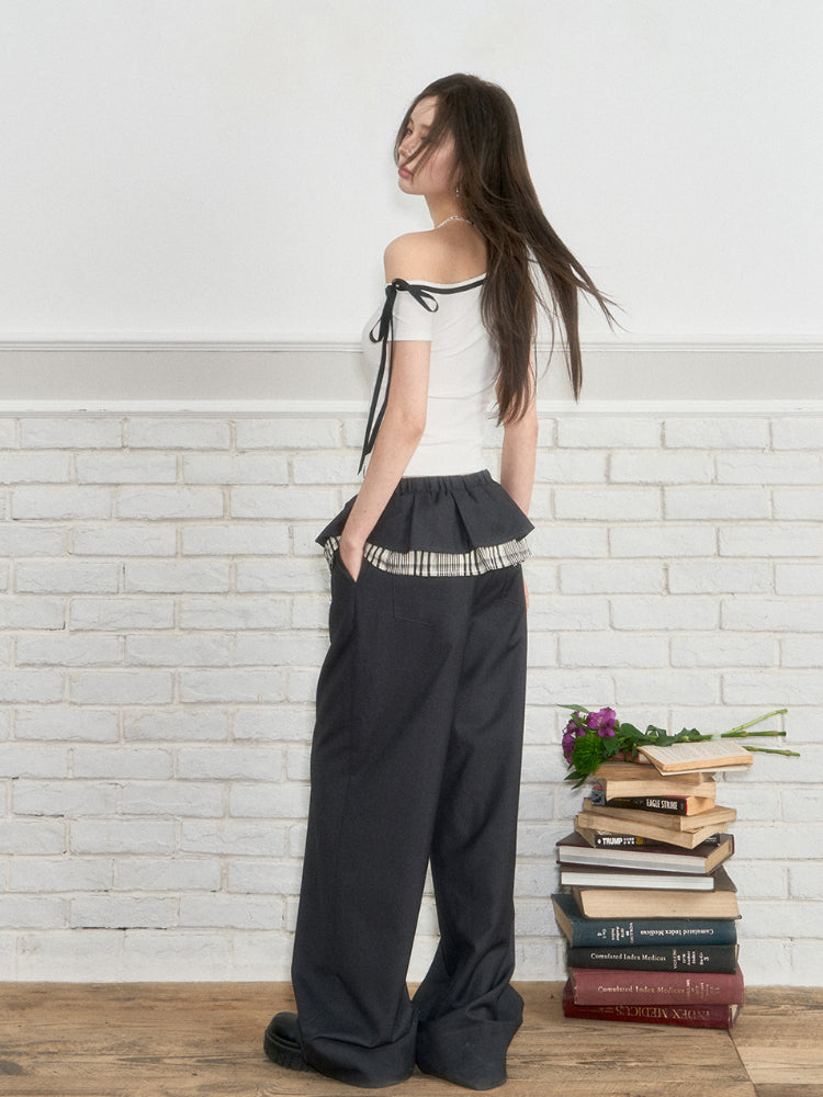 Off-Shoulder Letter Print Short Sleeve T-shirt