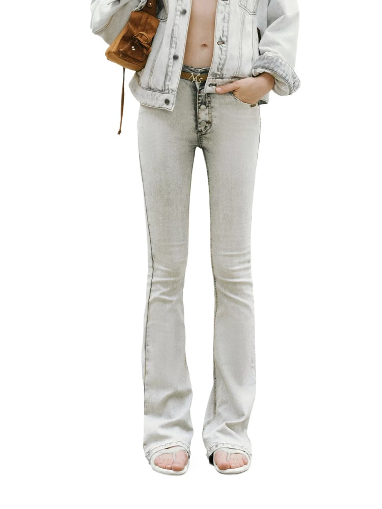 +5CM N1 Washed Suede Flare Jeans
