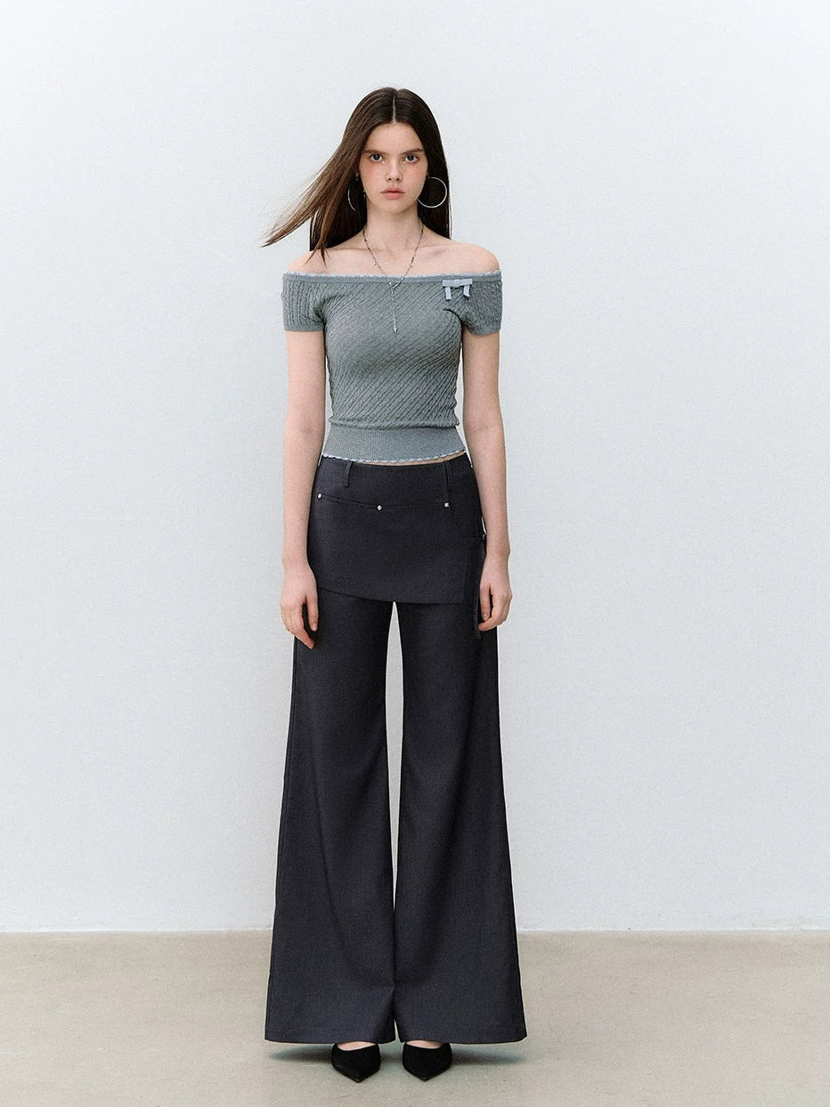 Blade Buckle Asymmetric Wide-Leg Pants