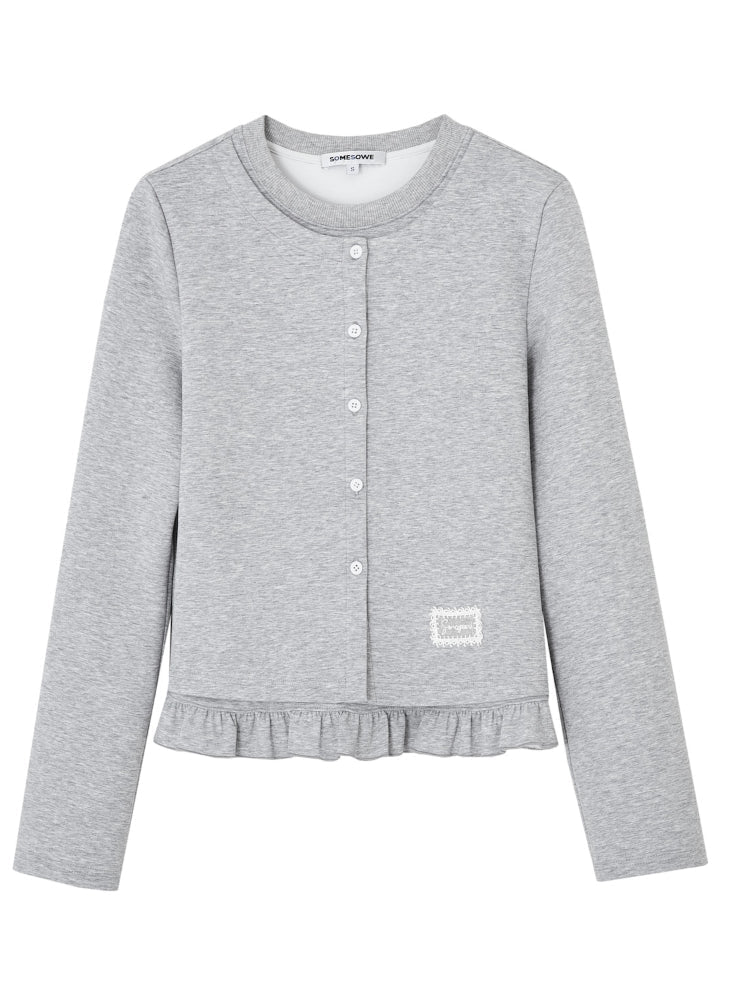 Fake Two-piece Round Neck Lace Top