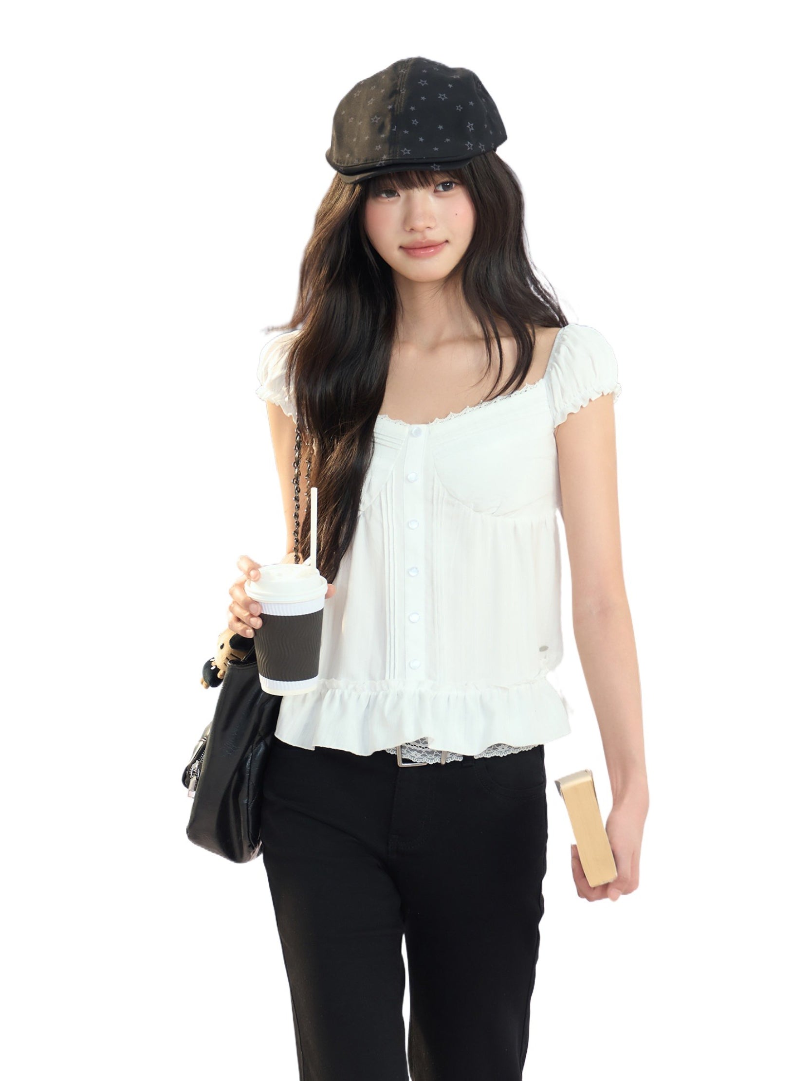White Square Neck Blouse