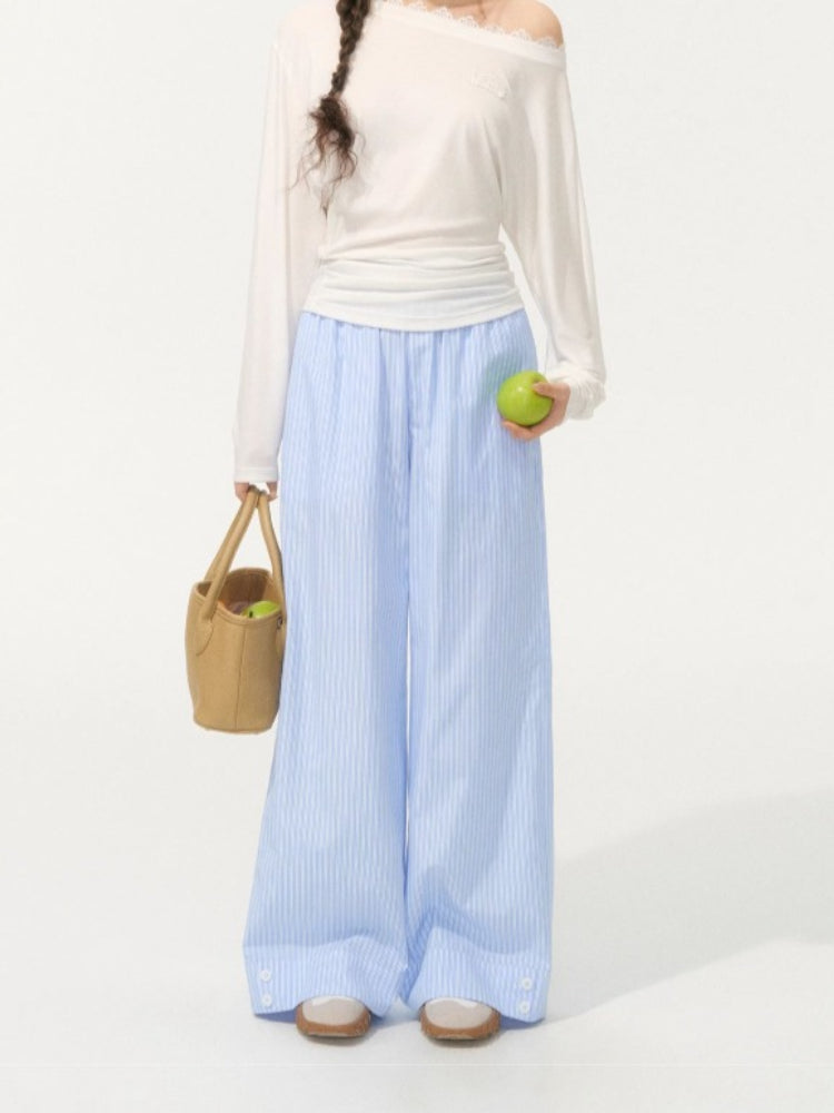 Striped Straight Leg Casual Pants