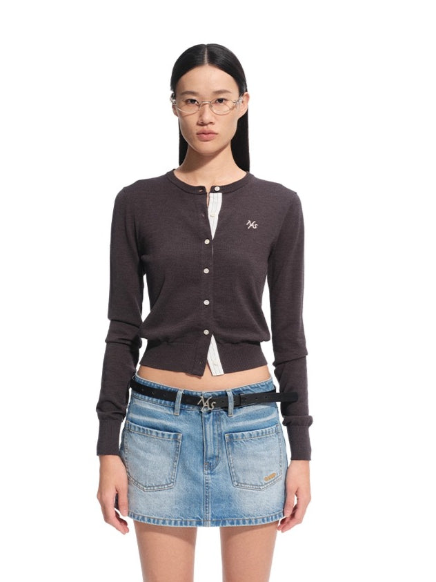 Light Blue & Gray Midier Knit Cardigan