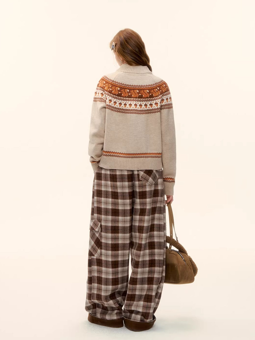 Fair Isle Zip Knit Cardigan