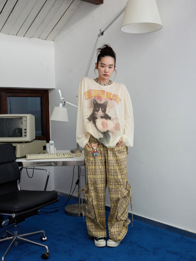 Plaid Hooded Shirt & Skirt & Pants Set
