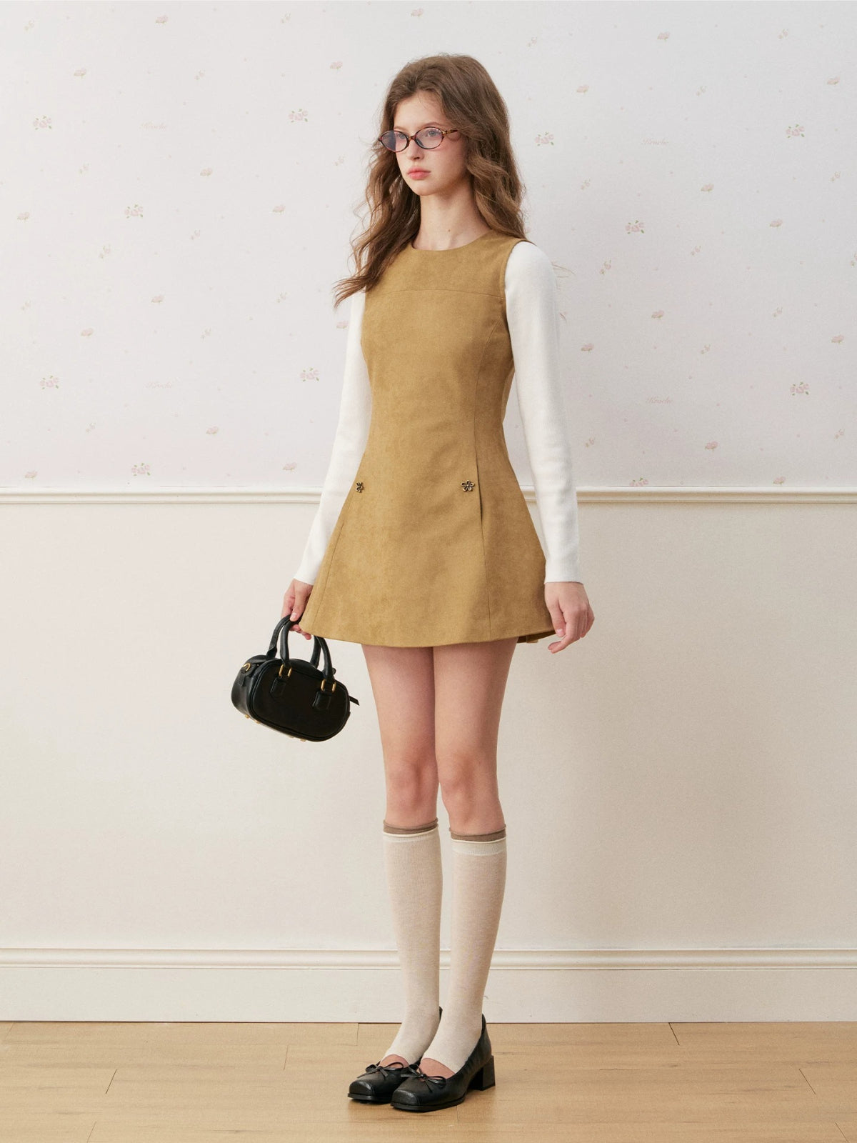 Suede A-Line Mini Dress
