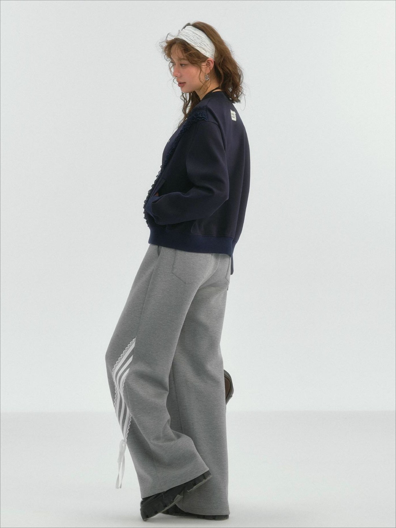 Lace‑Trim Baseball Jacket