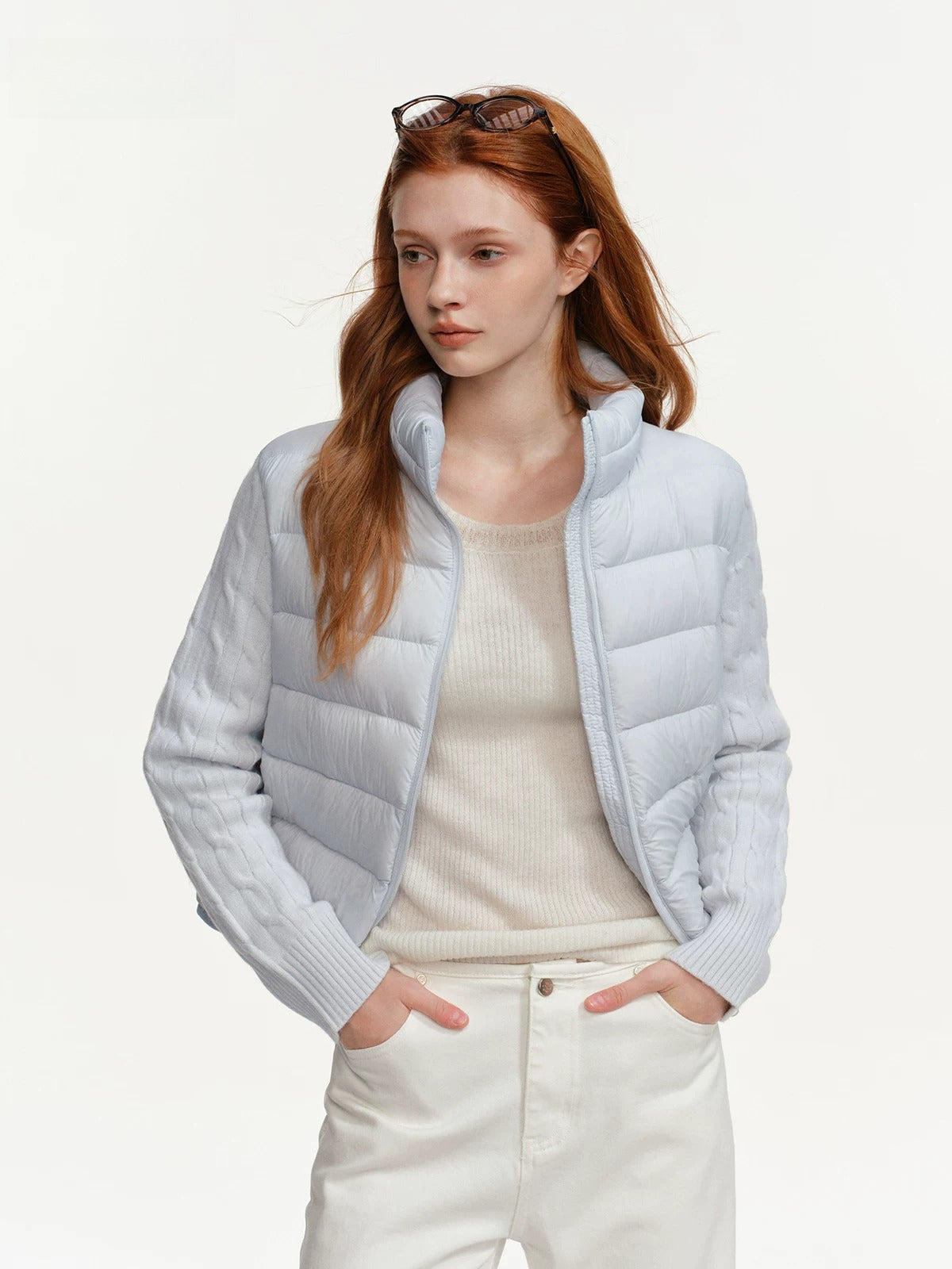 Cable Knit Panel Down Jacket