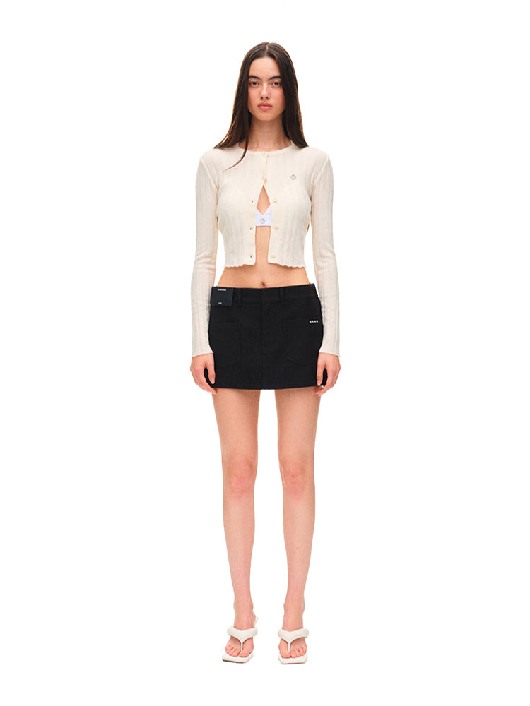 Wool Fold - structure Low-waist Pencil Skirt