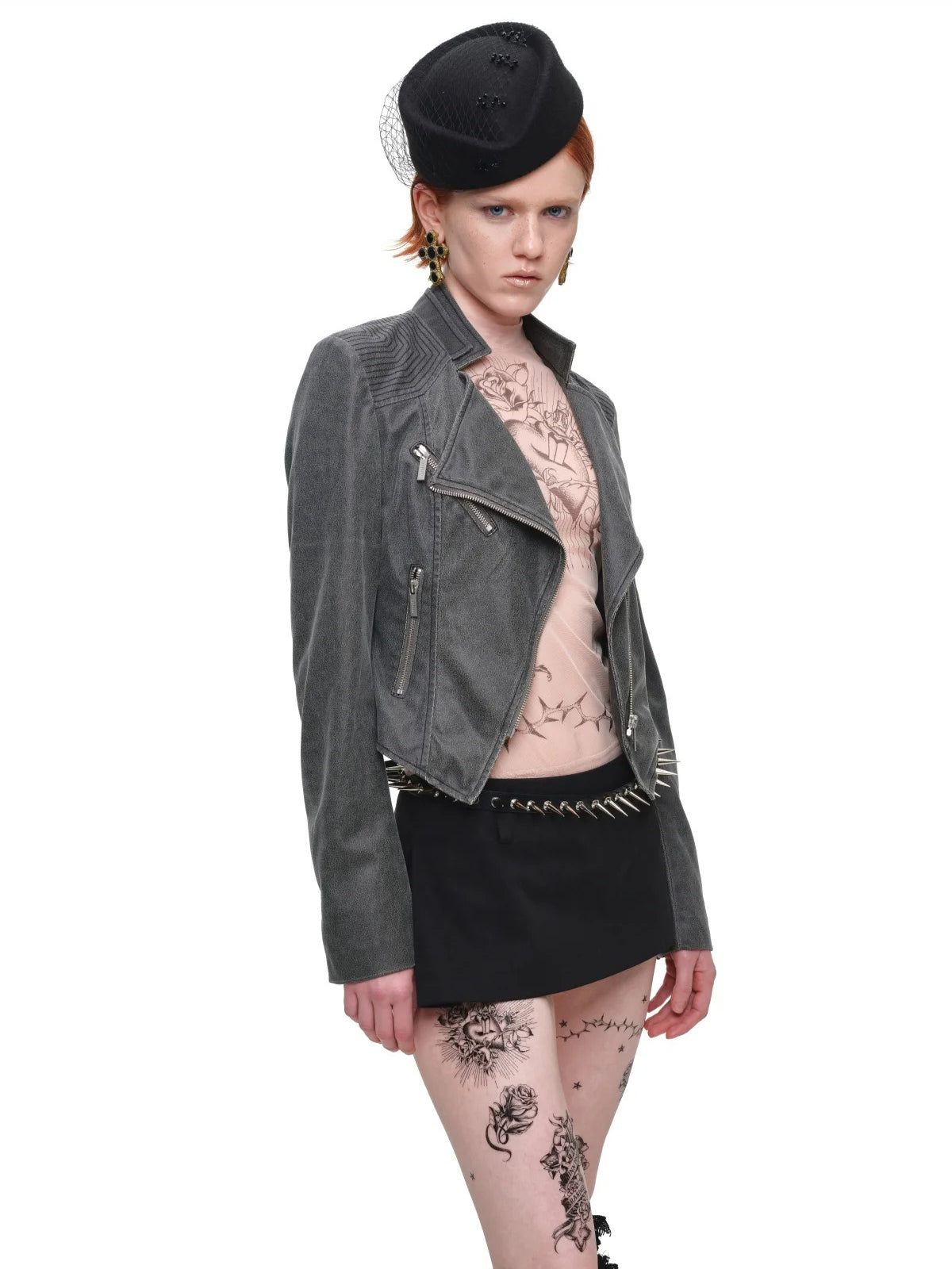 Double-Collar Faux Leather Jacket
