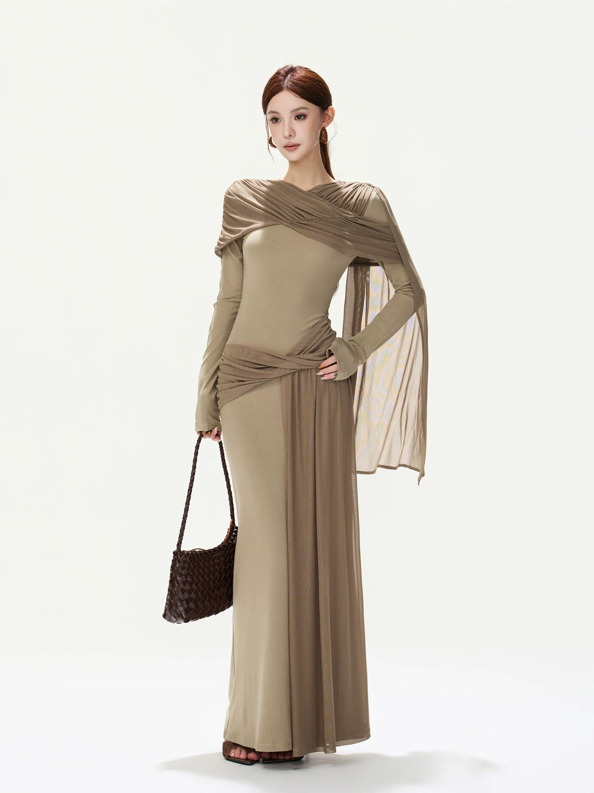 Shoulder Ribbon Knit Dress