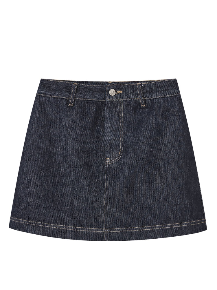 Layered Relaxed Denim Vest & Skirt Set