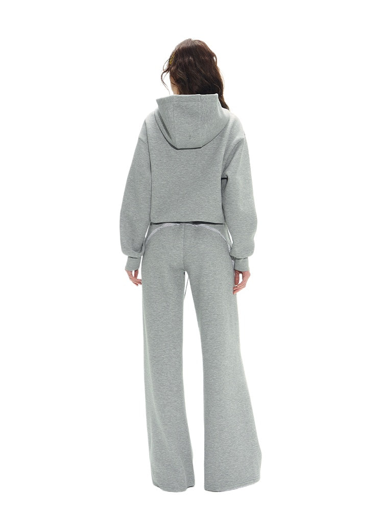 Gray Spliced Dog-Print Hoodie & Sweatpants Set