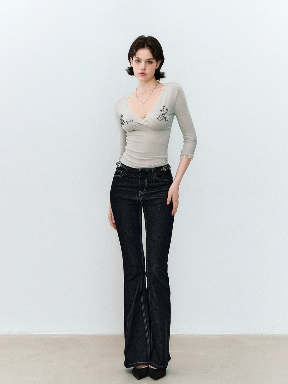 Beaded Lace Knit Top