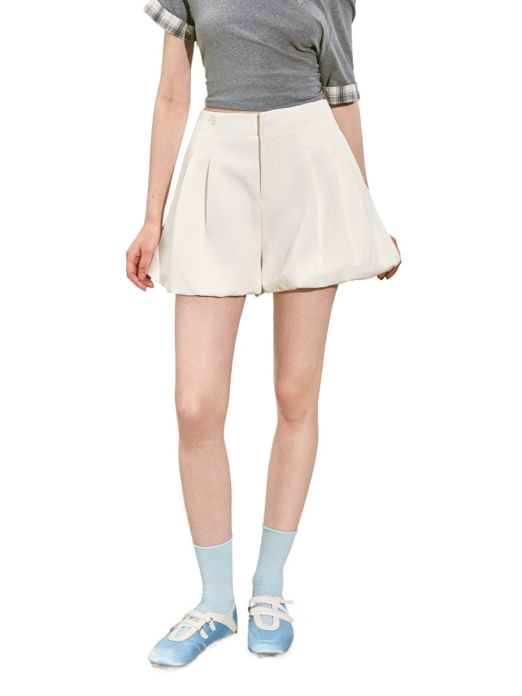 A-line Puff Wide-leg Shorts