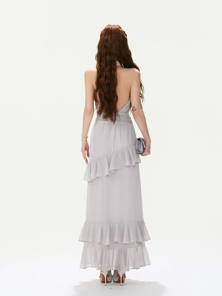Cross-Halter Chiffon Set