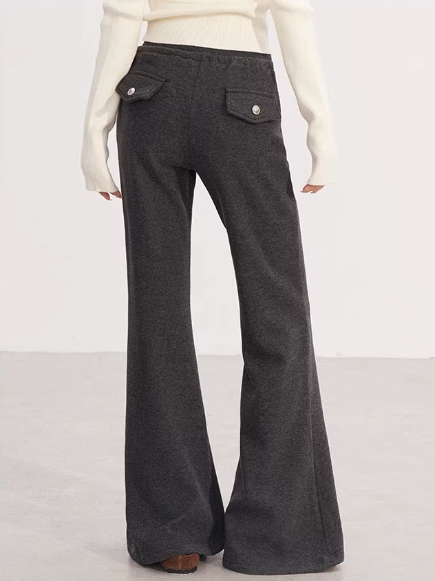 Fleece Lined Drawstring Flare Pants