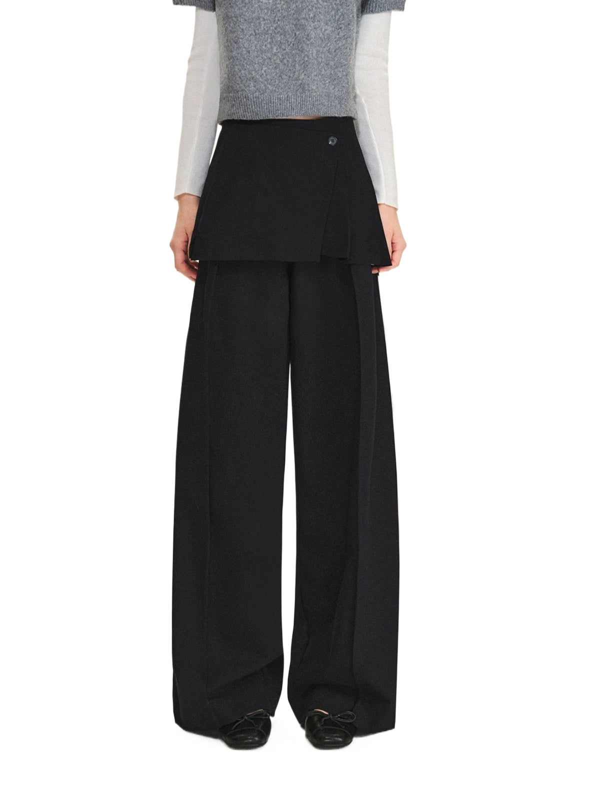 Detachable Overlay Wide Leg Pants