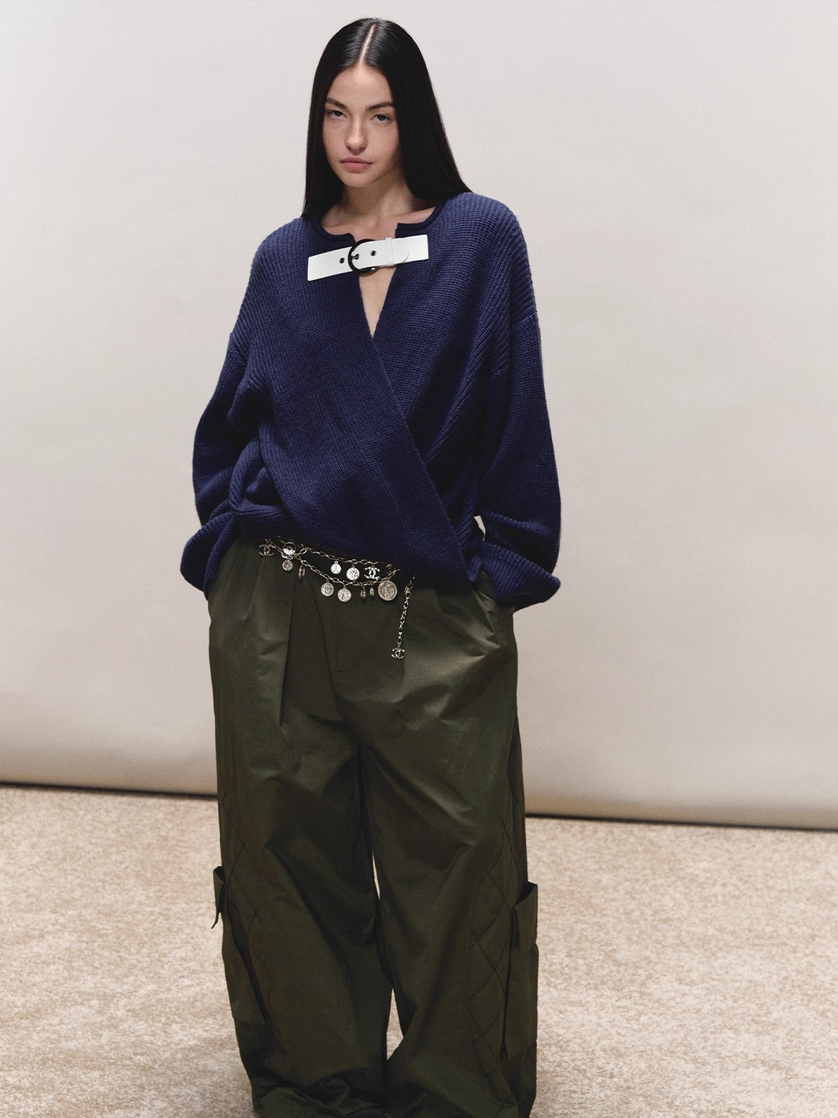 Quilted-Detail Utility Parachute Pants